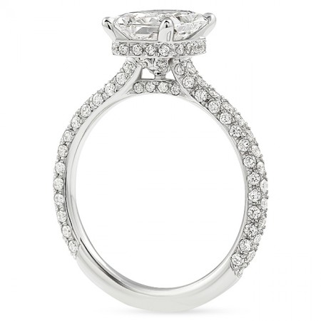 1.75ct Radiant Lab Diamond Three-Row Band Engagement Ring top