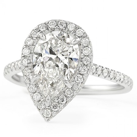 1.62ct Pear Shape Lab Diamond Double Edge Halo Ring front