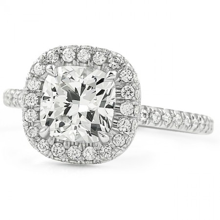 1.53ct Cushion Cut Lab Diamond Halo Engagement Ring top
