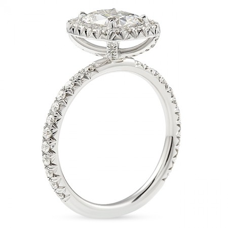 1.56ct Cushion Cut Lab Diamond Fishtail Halo Engagement Ring top