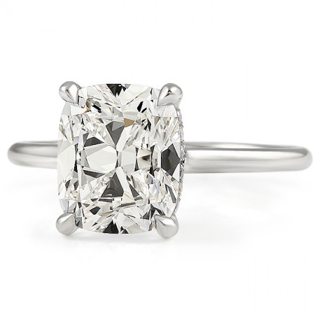 2.79ct Antique Cushion Lab Diamond Solitaire Engagement Ring top