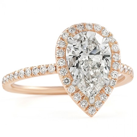 1.50ct Lab-Grown Pear Shape Diamond Halo Ring top