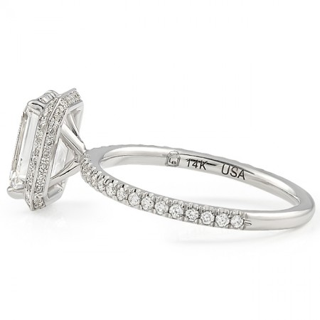 2ct Emerald Cut Lab Diamond Hidden Halo™ Ring top