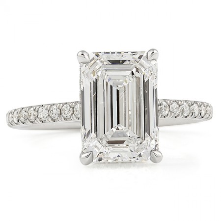 3.09ct Emerald Cut Lab Diamond Engagement Ring top