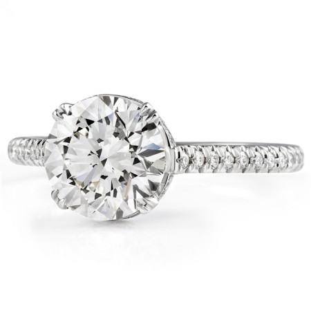 2.02ct Round Lab Diamond Cathedral Engagement Ring flat