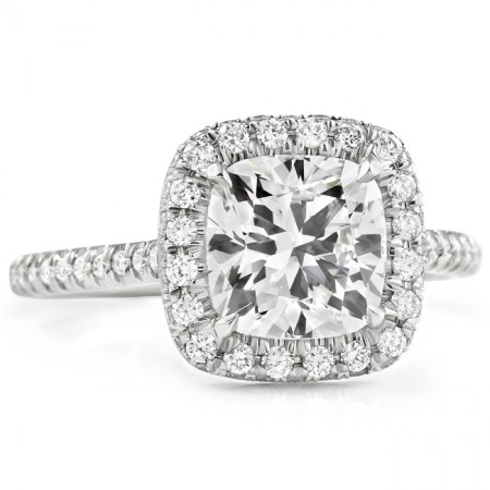2.15ct Cushion Lab Diamond Halo Engagement Ring flat