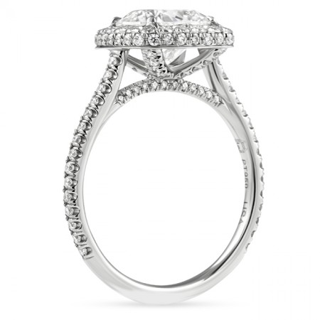 2.15ct Cushion Lab Diamond Halo Engagement Ring flat