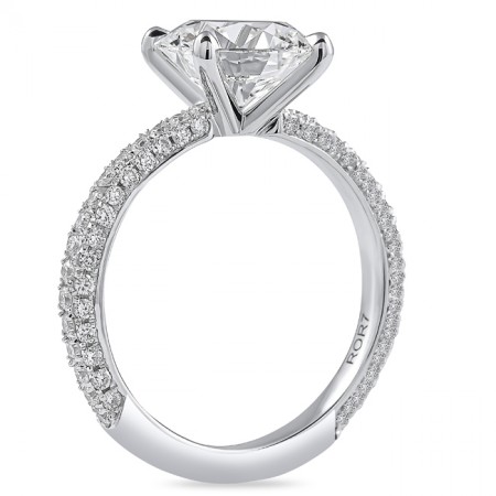 2.73ct Round Lab Diamond Three Row Engagement Ring flat