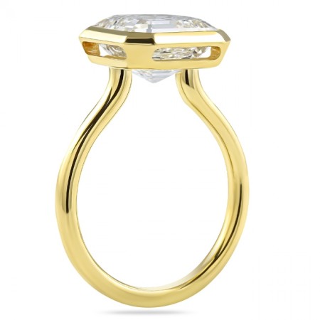 4.16 carat Asscher Cut Lab Diamond Bezel Set Ring flat