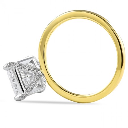 4.19 carat Radiant Cut Lab Diamond Pave Prong Ring top