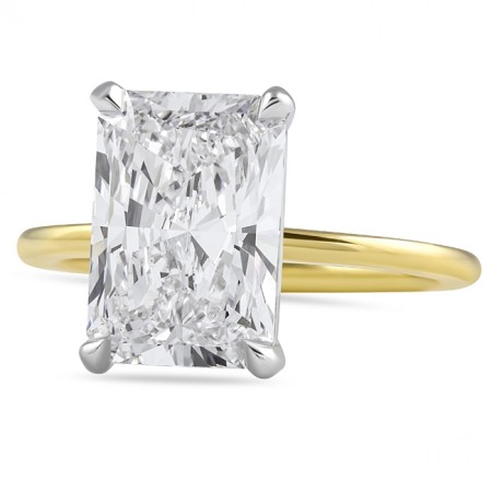 4.19 carat Radiant Cut Lab Diamond Pave Prong Ring top