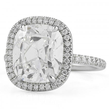 4.51 carat Antique Cushion Lab Diamond Halo Ring flat