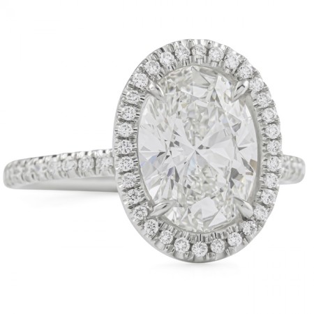 2.39 carat Oval Lab Diamond Halo Engagement Ring flat