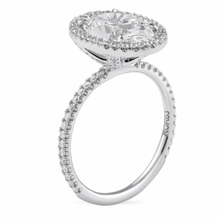 2.39 carat Oval Lab Diamond Halo Engagement Ring flat
