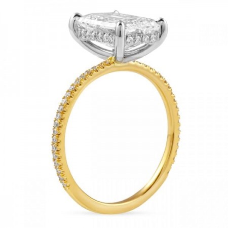 2.73 carat Hybrid Step Cut Lab Diamond Two-Tone Ring flat