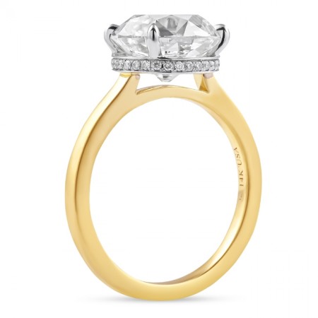 3.82ct Old European Lab Diamond Solitaire Engagement Ring flat