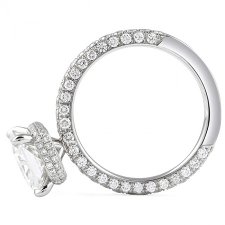 3.71 carat Radiant Cut Lab Diamond Hidden Halo Ring flat