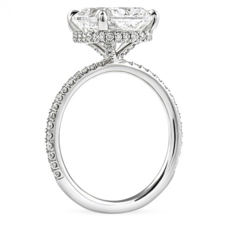4.04 carat Lab Grown Cushion Diamond Signature Wrap Ring flat