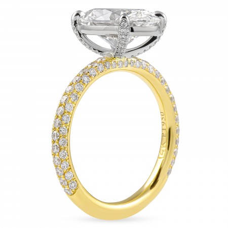 3.45 carat Oval Lab Diamond Two-Tone Three-Row Engagement Ring flat
