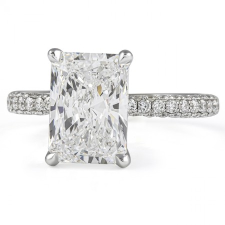 3.03 carat Radiant Lab Diamond Three Row Band Ring flat