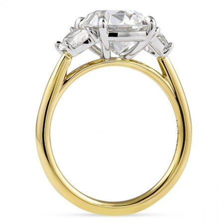 3.02 Antique Cushion Lab Diamond Three-Stone Ring flat