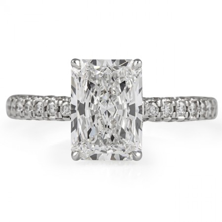 2.10 carat Radiant Cut Lab Diamond Three-Row Ring flat