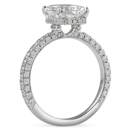 2.10 carat Radiant Cut Lab Diamond Three-Row Ring flat