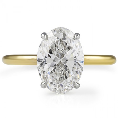 2.85 carat Oval Lab Diamond Two-Tone Solitaire Engagement Ring flat