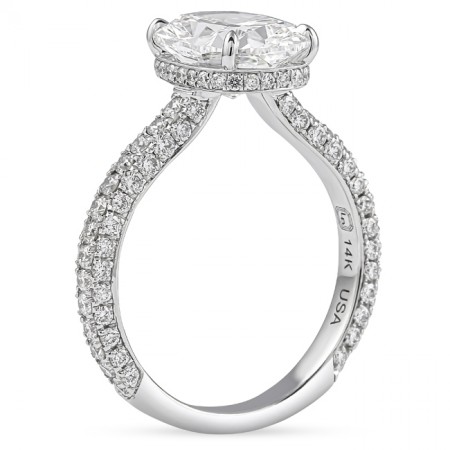 2.26 carat Lab Cushion Diamond Three-Row Engagement Ring flat