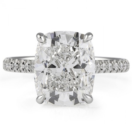 4.58 carat Cushion Cut Lab Diamond Engagement Ring flat