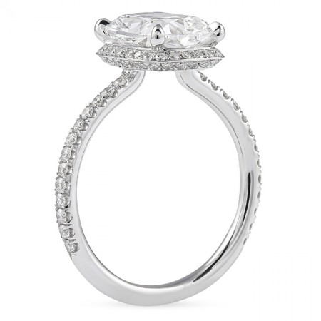 2.37 carat Cushion Cut Lab Diamond Hidden Halo™ Ring flat