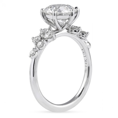 1.55 carat Round Lab Diamond Graduating Floral Engagement Ring flat