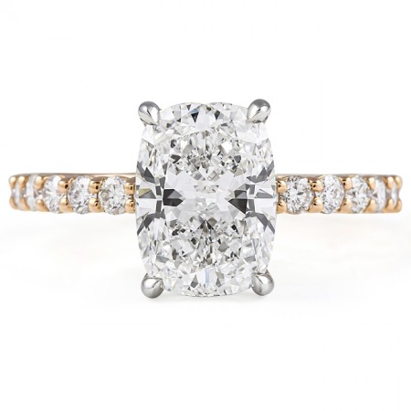 2.41 carat Cushion Cut Lab Diamond Two-Tone Engagement Ring flat