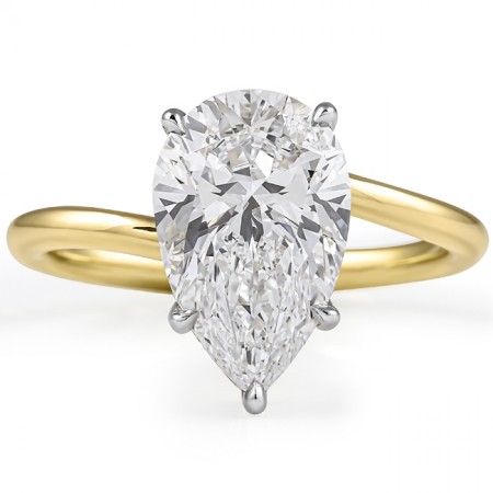 2.75 carat Pear Shape Lab Diamond Swoop Engagement Ring flat