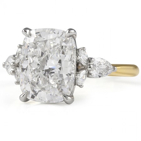 3.59 carat Cushion Lab Diamond 7-Stone Engagement Ring angle