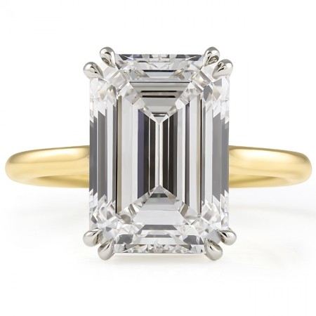 6.04 carat Emerald Cut Lab Diamond Solitaire Ring flat
