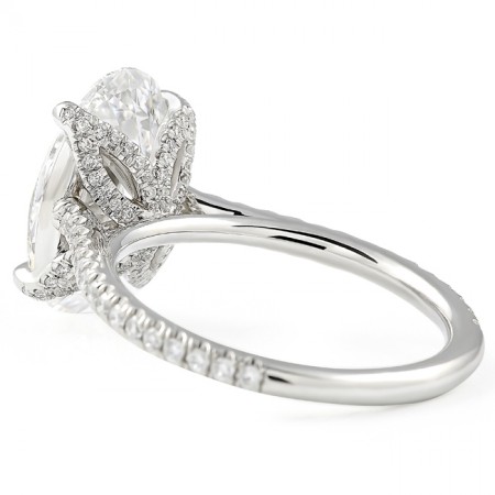 4.02 carat Oval Shape Lab Diamond Lotus Engagement Ring back