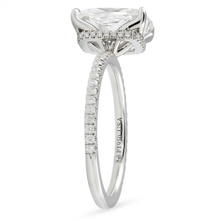 3.11 carat Cushion Cut Lab Diamond Signature Wrap Lotus Ring side