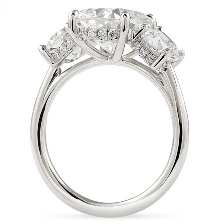 3.77 carat Cushion Cut Lab Diamond Three-Stone Ring flat