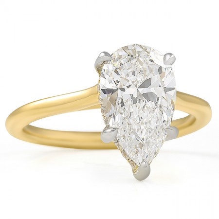 2.06 carat Pear Shape Lab Diamond Two-Tone Solitaire Ring flat