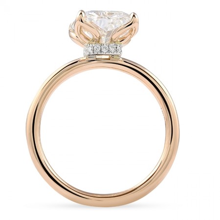 3.54 carat Radiant Cut Lab Diamond Lotus Rose Gold Ring side