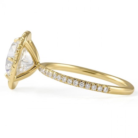 3.36 carat Round Lab Diamond Yellow Gold Halo Engagement Ring flat