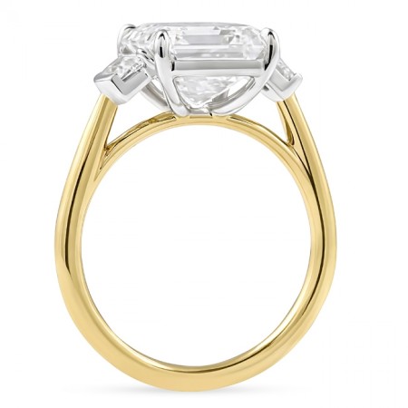 3.67 carat Asscher Cut Lab Diamond Three-Stone Engagement Ring flat