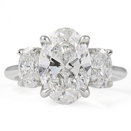 3.06 carat Oval Shape Lab Diamond Lotus Three-Stone Ring flat