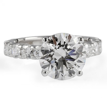 3.51 carat Round Lab Diamond U-Shape Band Ring flat