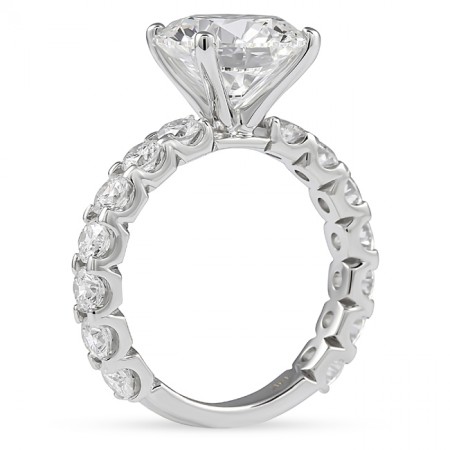 3.51 carat Round Lab Diamond U-Shape Band Ring flat