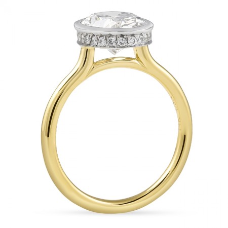 2.76 carat Oval Lab Diamond Bezel Set Pave Wrap Ring flat