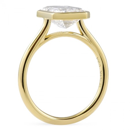 2.72 carat Emerald Cut Lab Diamond Bezel Set Ring flat