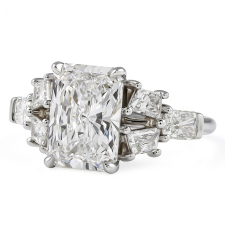3.58 carat Radiant Cut Lab Diamond Split 7 Stone Ring flat