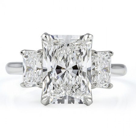 3.59 carat Radiant Cut Lab Diamond Three-Stone Lotus Ring flat